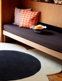 Spot Ecru Black Irregular Hand-Tufted Wool Rug - Image 2