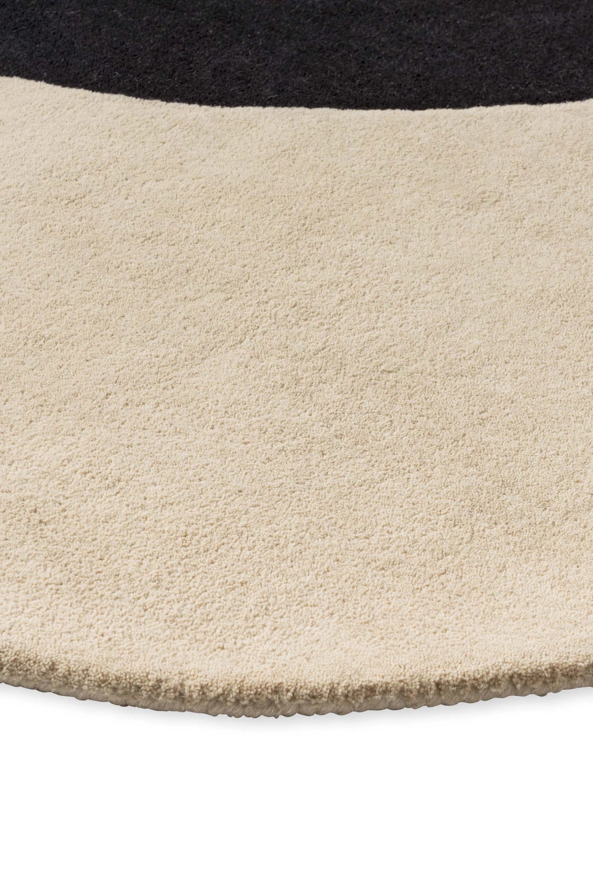 Spot Ecru Black Irregular Hand-Tufted Wool Rug - Image 3