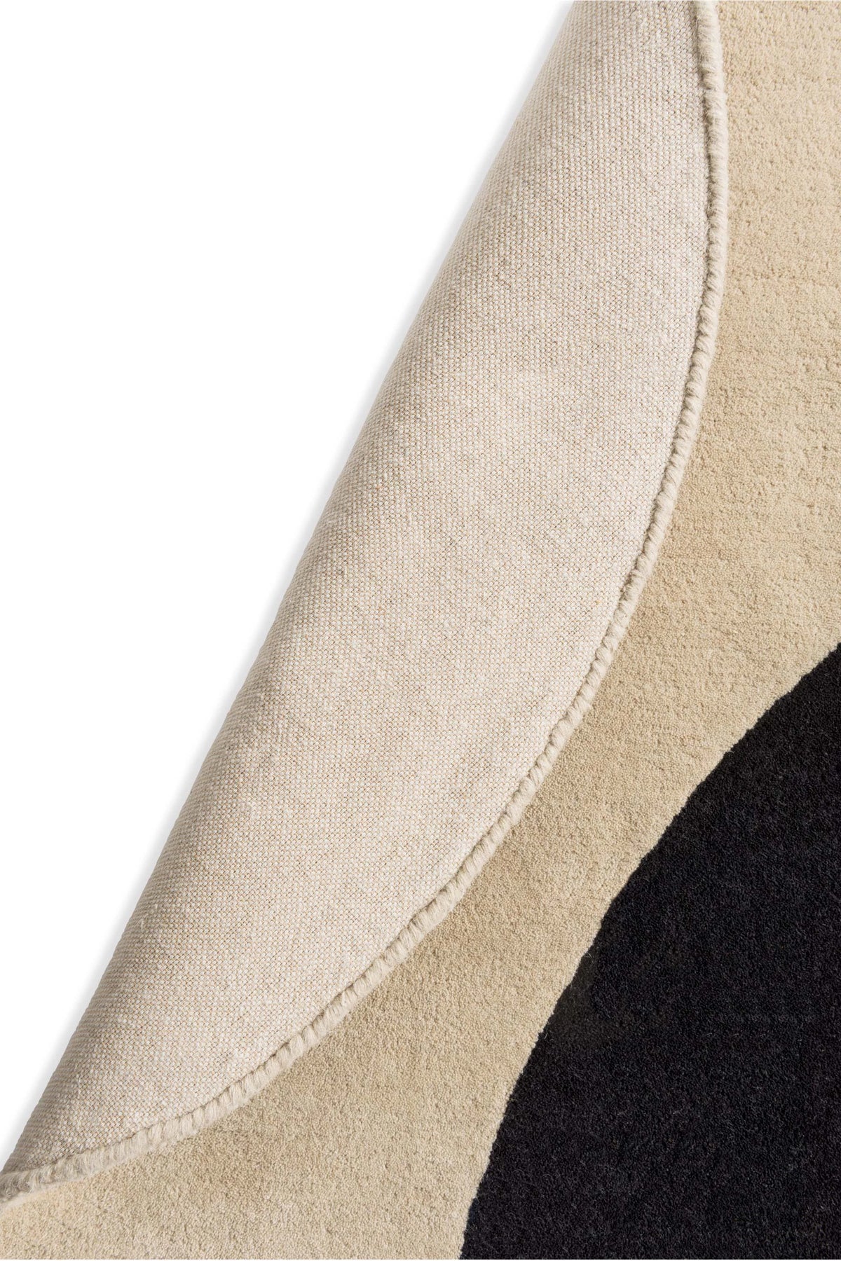 Spot Ecru Black Irregular Hand-Tufted Wool Rug - Image 4