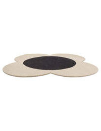 Spot Ecru Black Irregular Hand-Tufted Wool Rug - Image 5