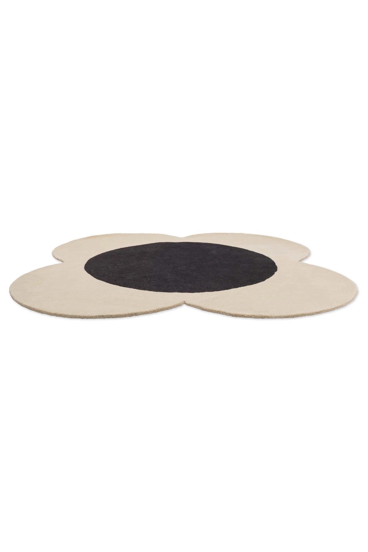 Spot Ecru Black Irregular Hand-Tufted Wool Rug - Image 5