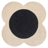 Spot Ecru Black Irregular Hand-Tufted Wool Rug - Image 6