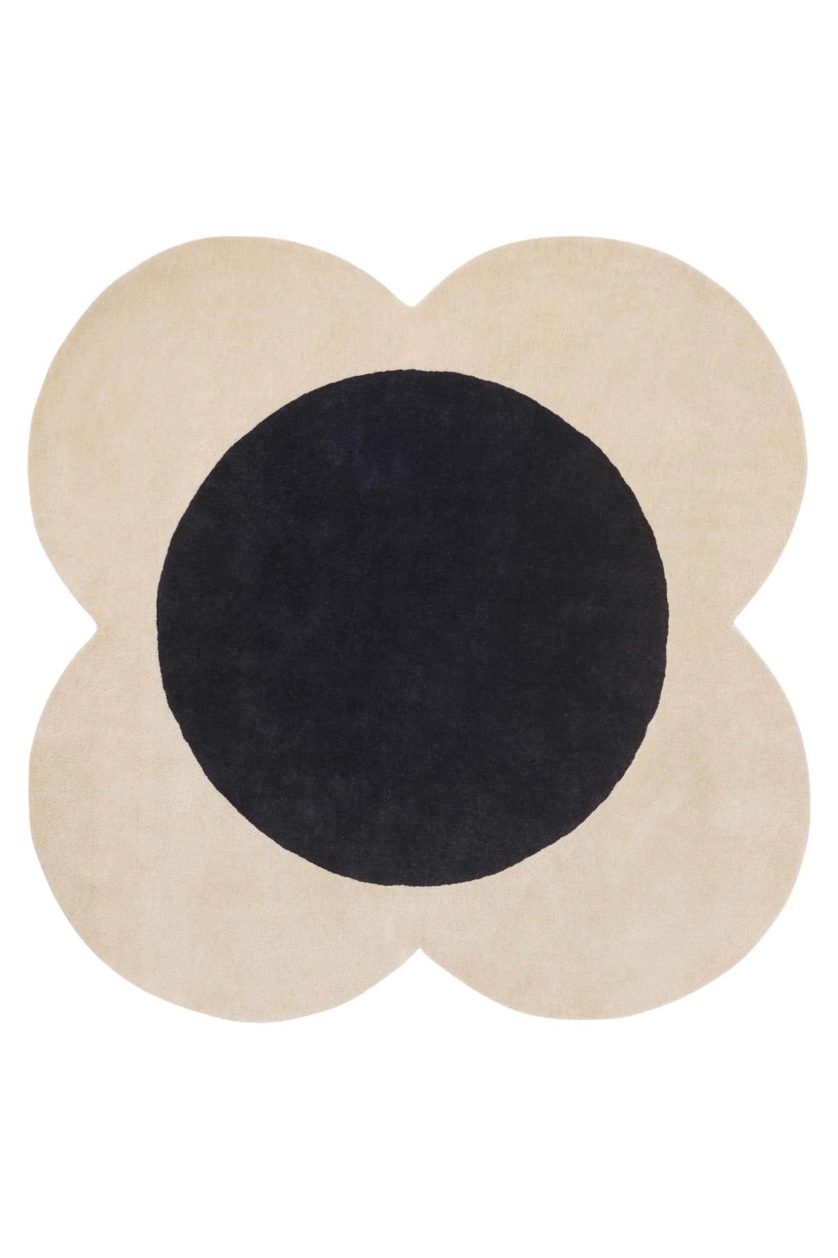 Spot Ecru Black Irregular Hand-Tufted Wool Rug - Image 6