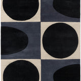 Spot Square Blue Navy Abstract Hand-Tufted Wool Rug - Image 1