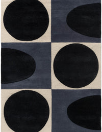 Spot Square Blue Navy Abstract Hand-Tufted Wool Rug - Image 1