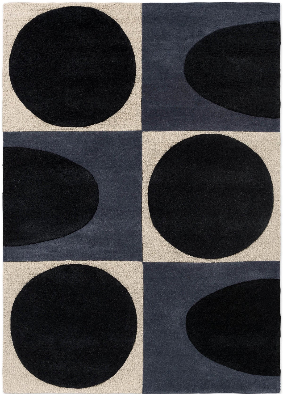 Spot Square Blue Navy Abstract Hand-Tufted Wool Rug - Image 1