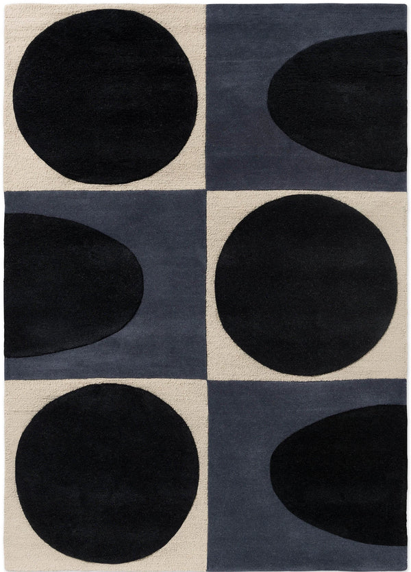 Spot Square Blue Navy Abstract Hand-Tufted Wool Rug - Image 1