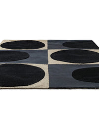 Spot Square Blue Navy Abstract Hand-Tufted Wool Rug - Image 2