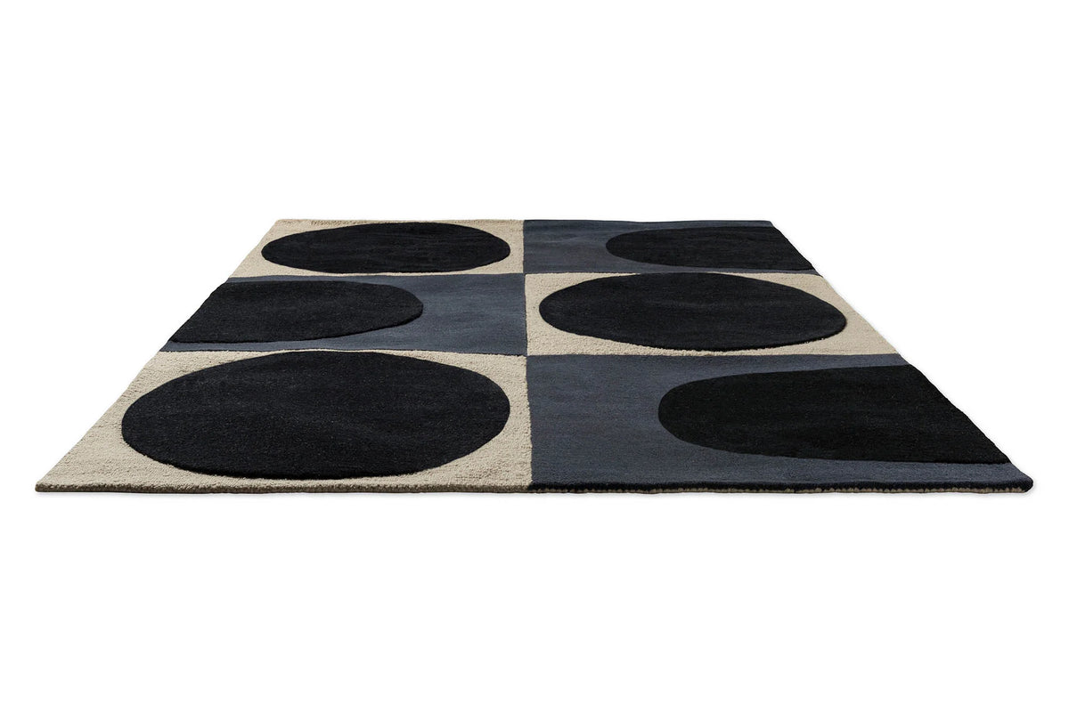 Spot Square Blue Navy Abstract Hand-Tufted Wool Rug - Image 2