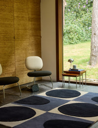 Spot Square Blue Navy Abstract Hand-Tufted Wool Rug - Image 4