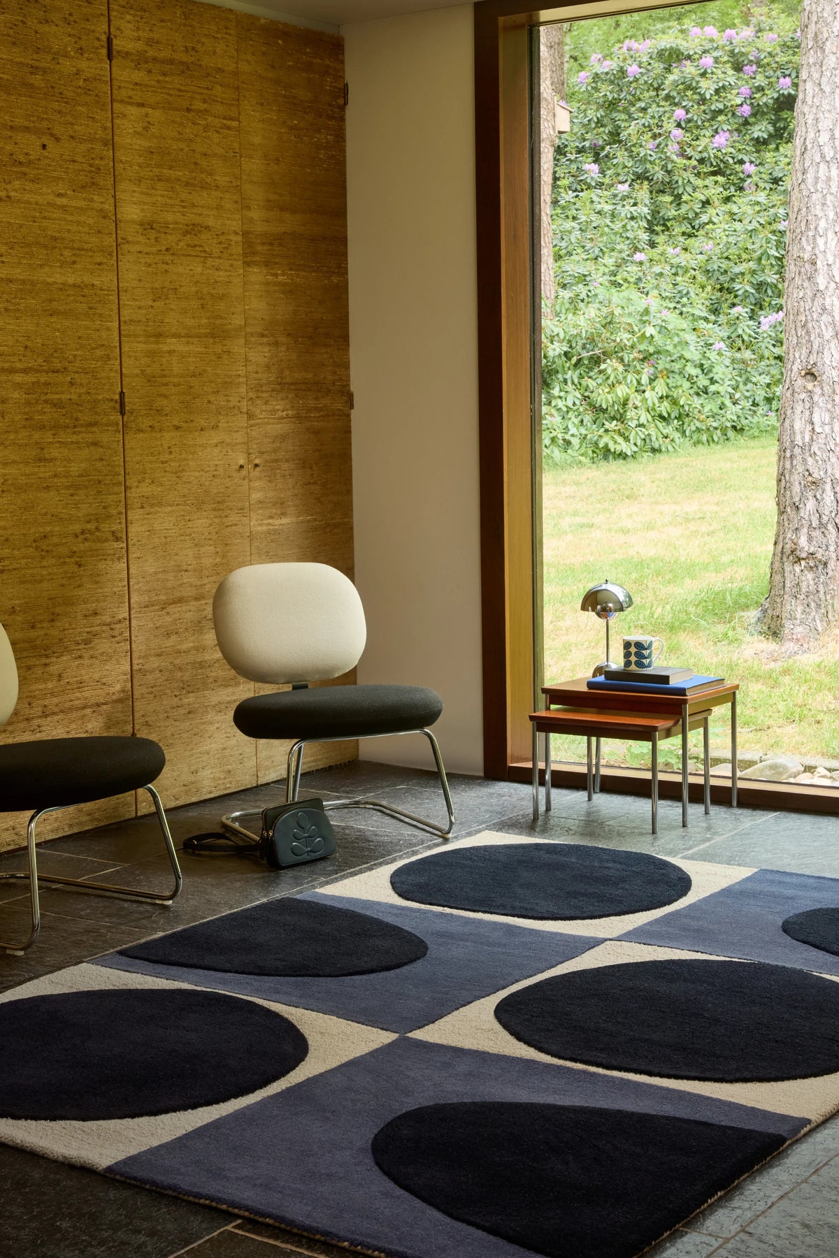 Spot Square Blue Navy Abstract Hand-Tufted Wool Rug - Image 4