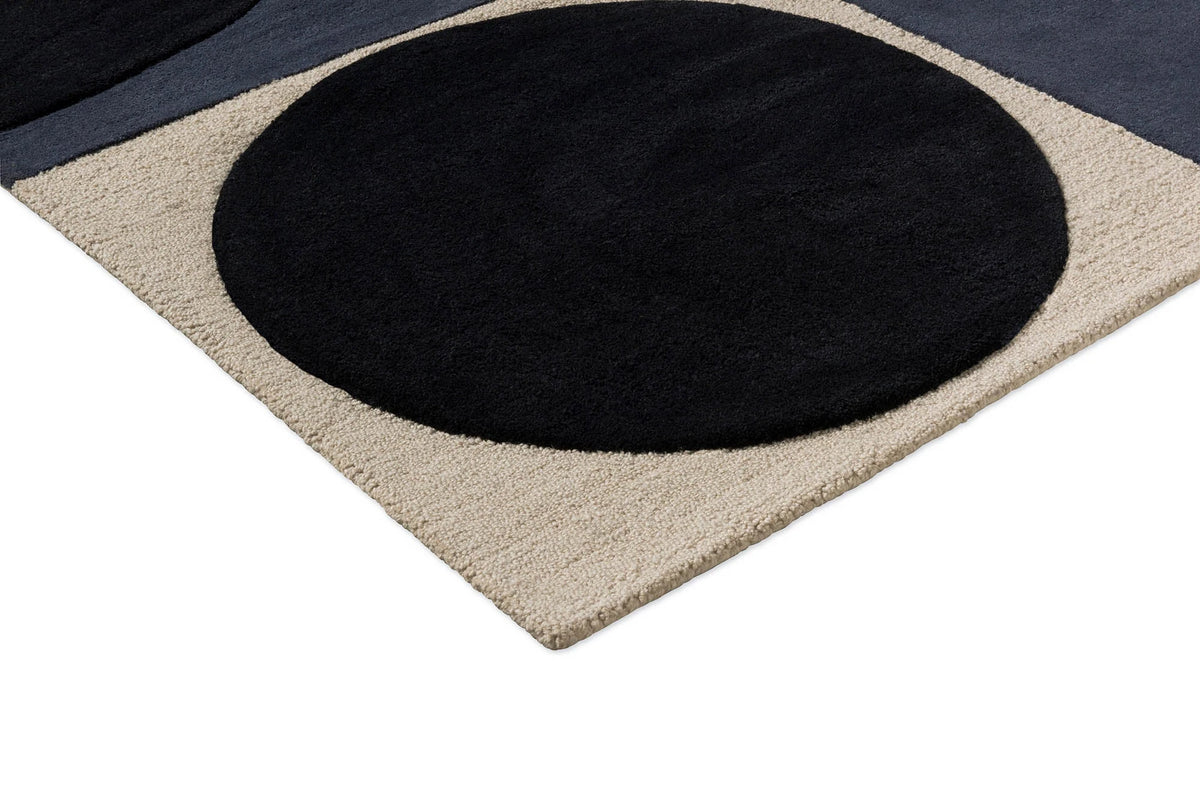 Spot Square Blue Navy Abstract Hand-Tufted Wool Rug - Image 5
