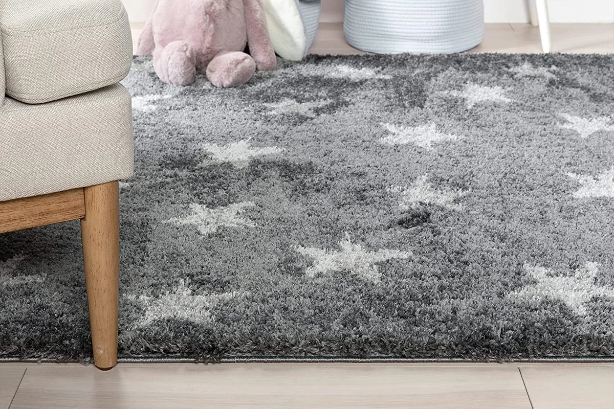 Star Dark Grey Modern Plush Shag Rug - Image 2