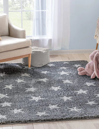 Star Dark Grey Modern Plush Shag Rug - Image 6