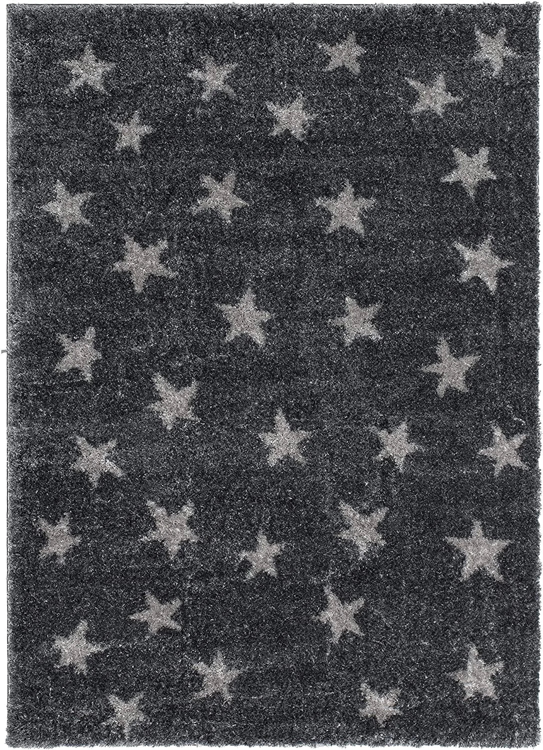 Star Dark Grey Modern Plush Shag Rug - Image 7