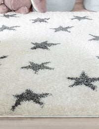Star Ivory Grey Modern Plush Shag Rug - Image 2