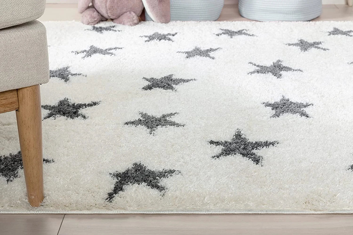 Star Ivory Grey Modern Plush Shag Rug - Image 2