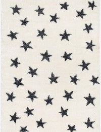 Star Ivory Grey Modern Plush Shag Rug - Image 4