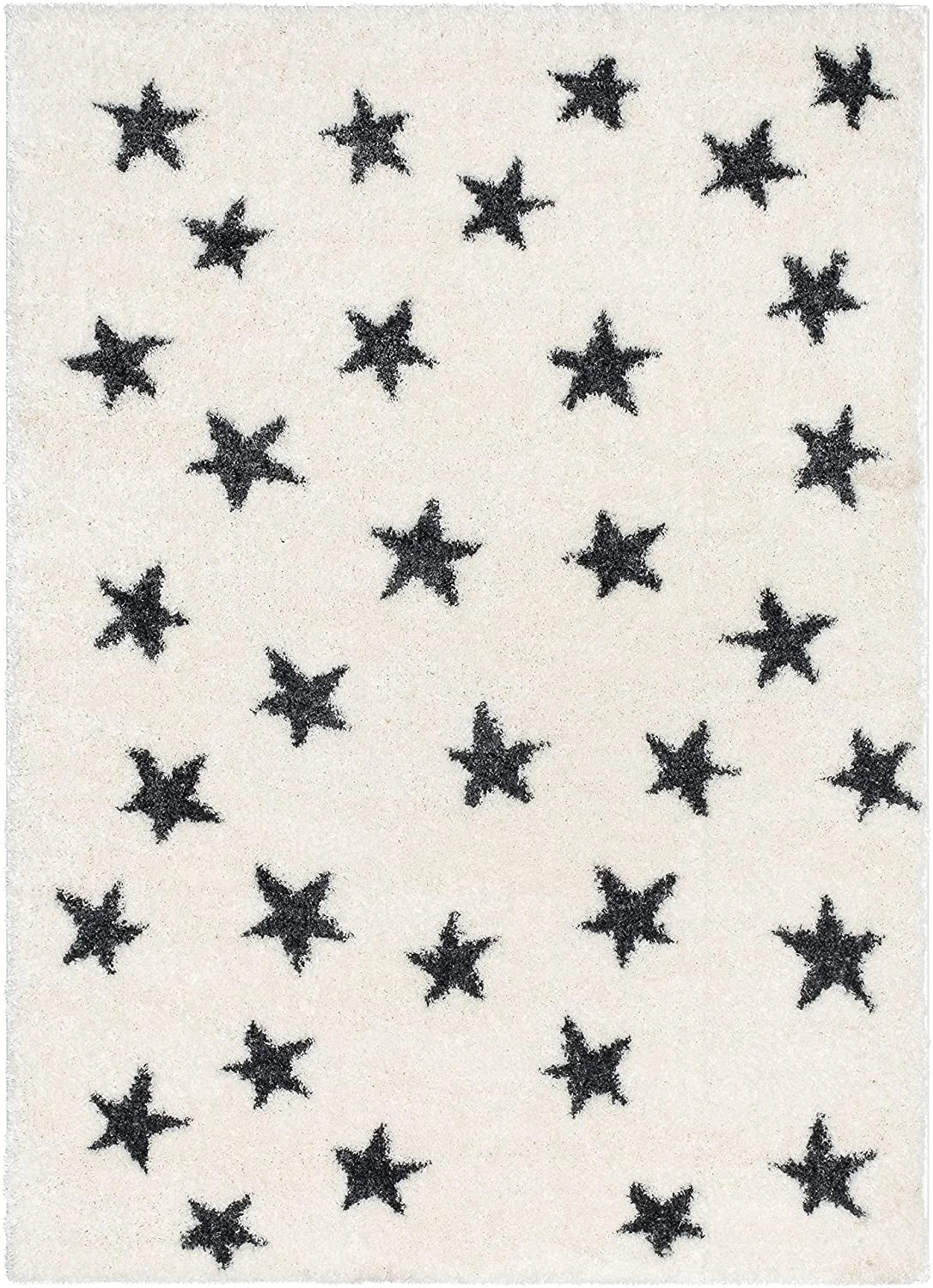 Star Ivory Grey Modern Plush Shag Rug - Image 4
