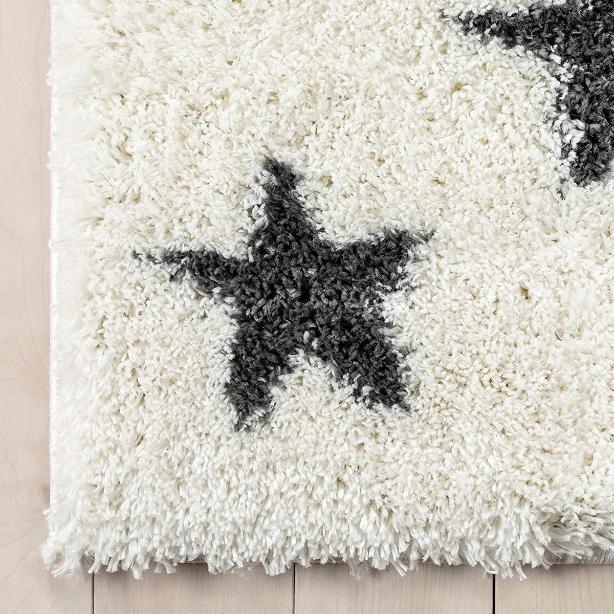 Star Ivory Grey Modern Plush Shag Rug - Image 5