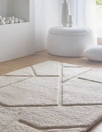 Stasy Cream Geometric Hand-Tufted Wool Rug - Image 1