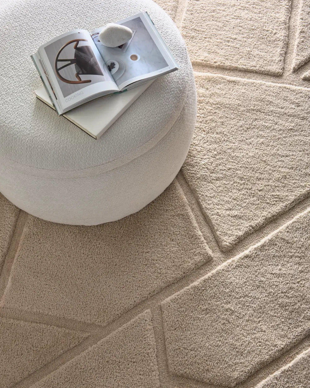 Stasy Cream Geometric Hand-Tufted Wool Rug - Image 2