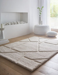 Stasy Cream Geometric Hand-Tufted Wool Rug - Image 3