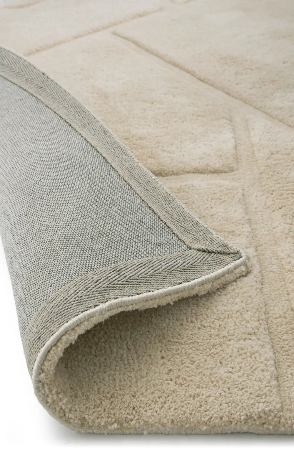 Stasy Cream Geometric Hand-Tufted Wool Rug - Image 4