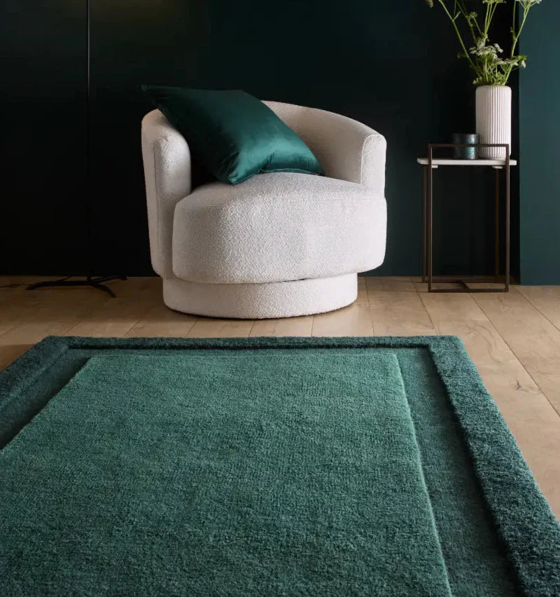 Stasy Dark Green Geometric Hand-Tufted Wool Rug - Image 1