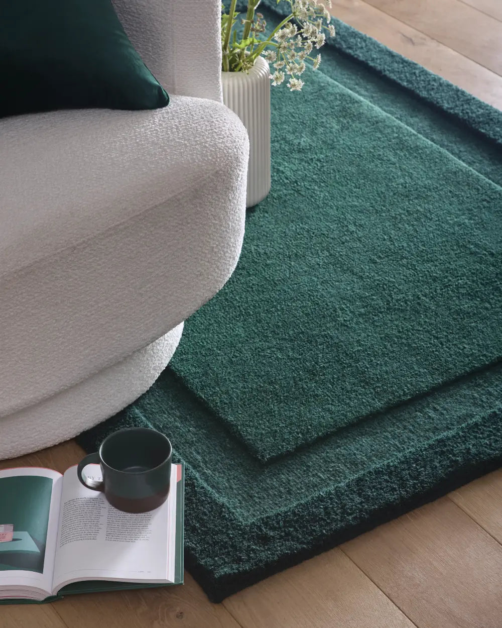Stasy Dark Green Geometric Hand-Tufted Wool Rug - Image 2