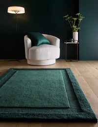 Stasy Dark Green Geometric Hand-Tufted Wool Rug - Image 3
