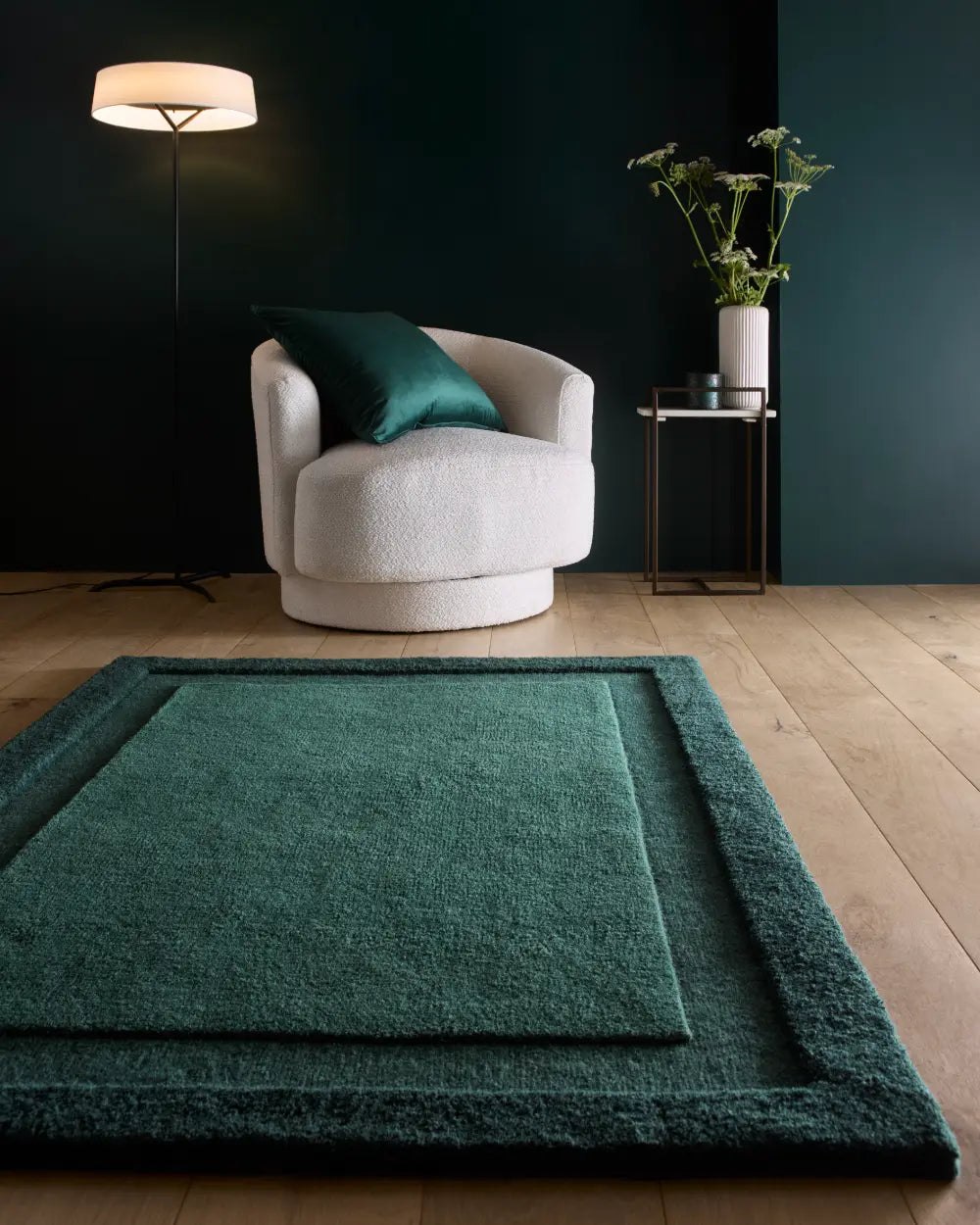 Stasy Dark Green Geometric Hand-Tufted Wool Rug - Image 3