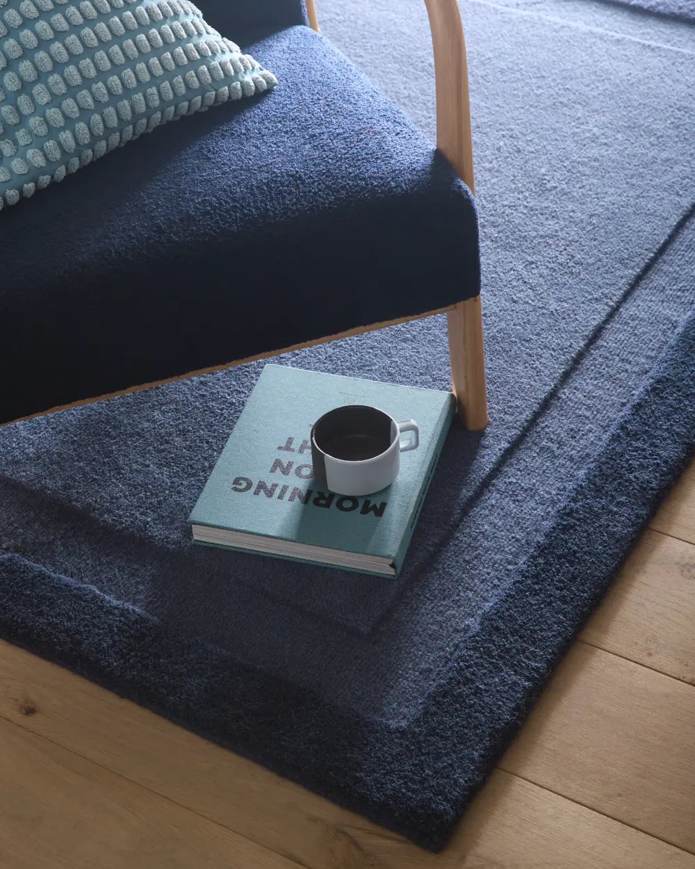 Stasy Evening Blue Geometric Hand-Tufted Wool Rug - Image 2