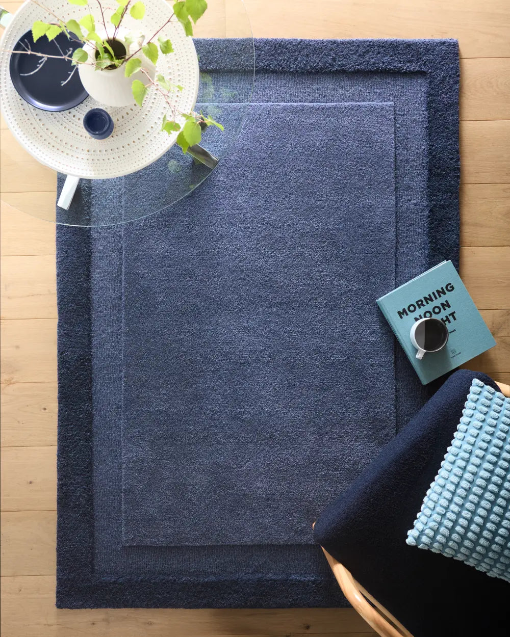 Stasy Evening Blue Geometric Hand-Tufted Wool Rug - Image 3