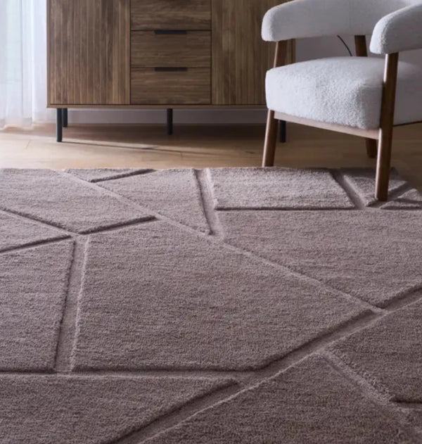 Stasy GreyMauve Geometric Hand-Tufted Wool Rug - Image 1