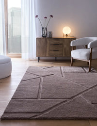 Stasy GreyMauve Geometric Hand-Tufted Wool Rug - Image 3