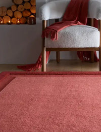 Stasy Wine Red Geometric Hand-Tufted Wool Rug - Image 1