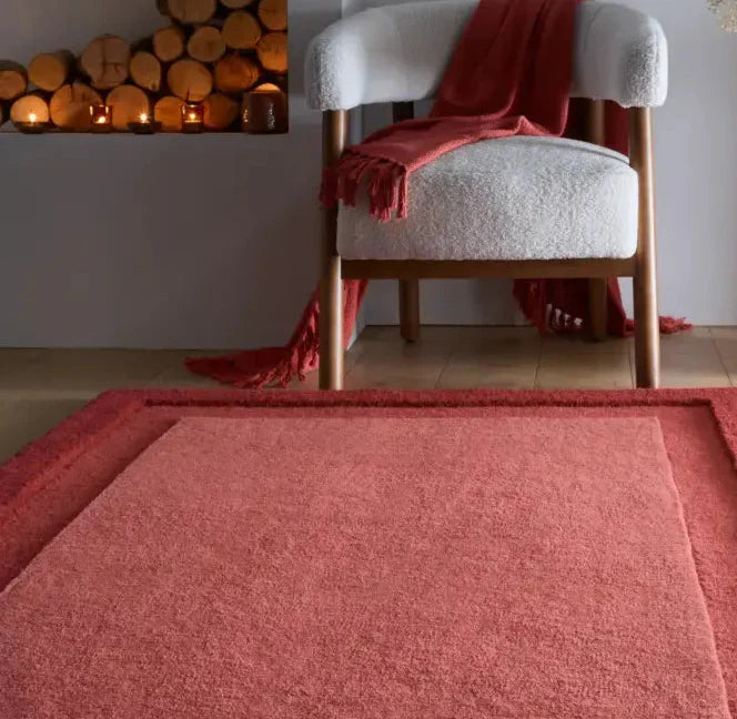Stasy Wine Red Geometric Hand-Tufted Wool Rug - Image 1