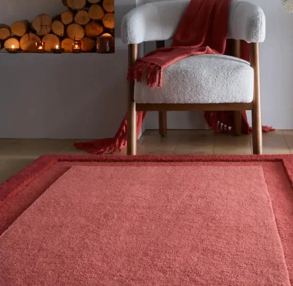 Stasy Wine Red Geometric Hand-Tufted Wool Rug - Image 1