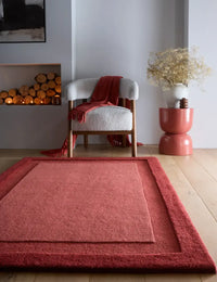 Stasy Wine Red Geometric Hand-Tufted Wool Rug - Image 2