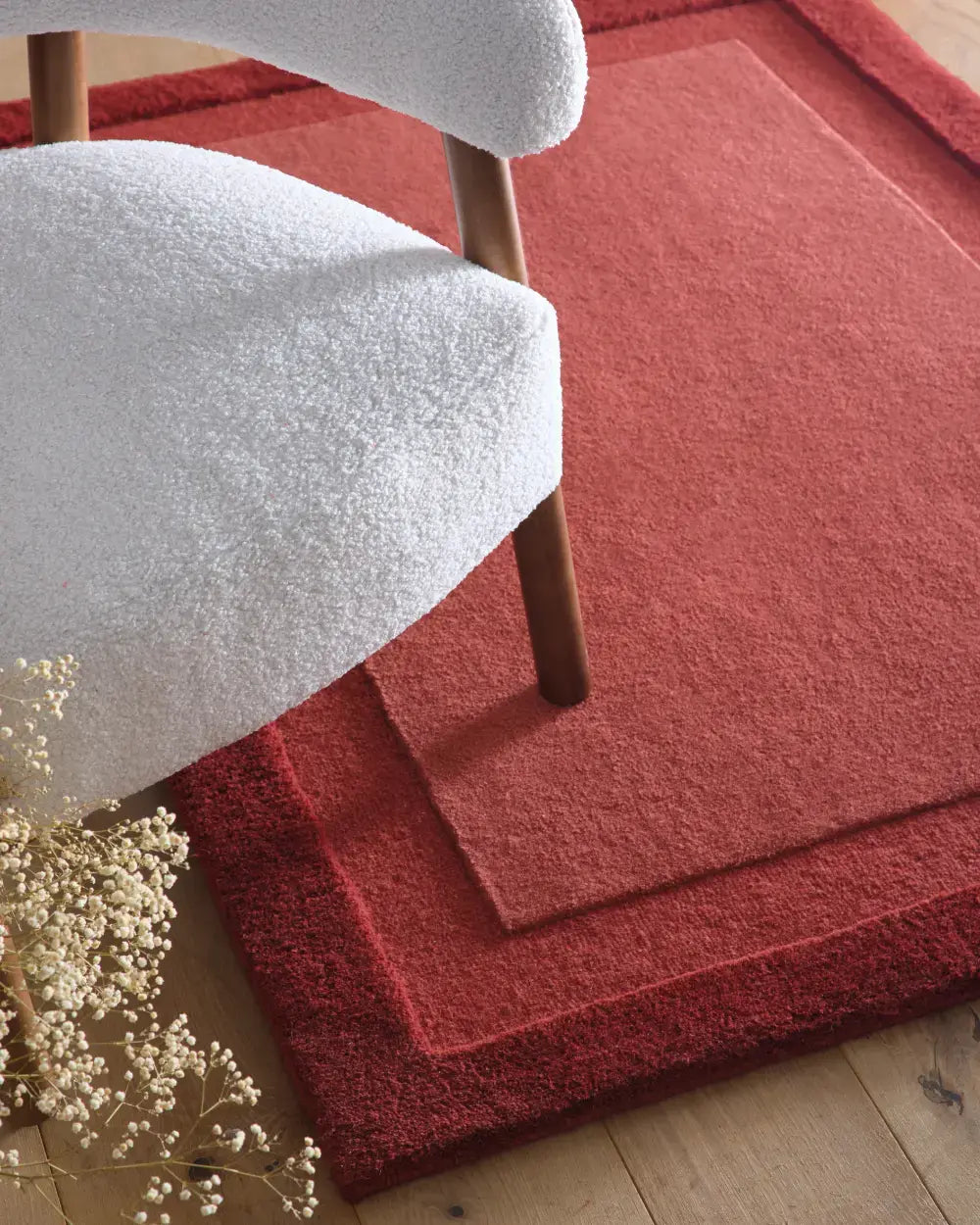 Stasy Wine Red Geometric Hand-Tufted Wool Rug - Image 3