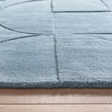 Steel Blue Geometric Hand-Tufted Wool Rug - Image 2