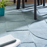 Steel Blue Geometric Hand-Tufted Wool Rug - Image 3