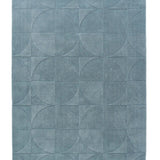 Steel Blue Geometric Hand-Tufted Wool Rug - Image 4