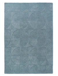 Steel Blue Geometric Hand-Tufted Wool Rug - Image 4