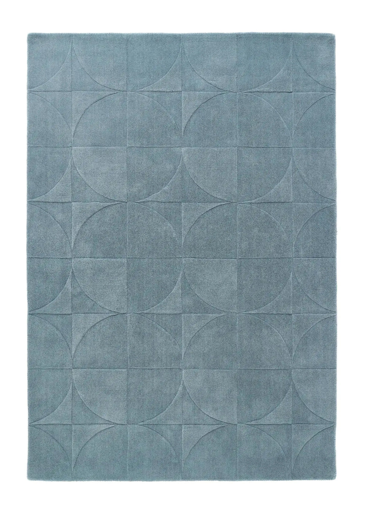 Steel Blue Geometric Hand-Tufted Wool Rug - Image 4