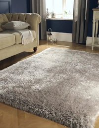 Steel Silver Solid Plush Shag Rug - Image 1