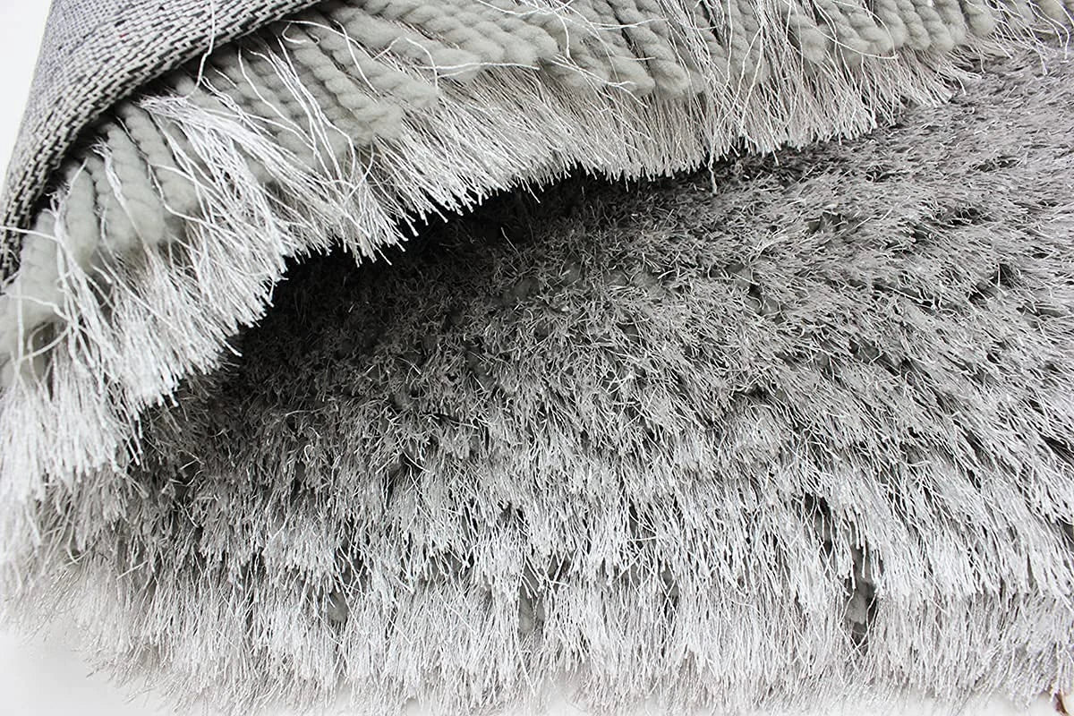 Steel Silver Solid Plush Shag Rug - Image 2