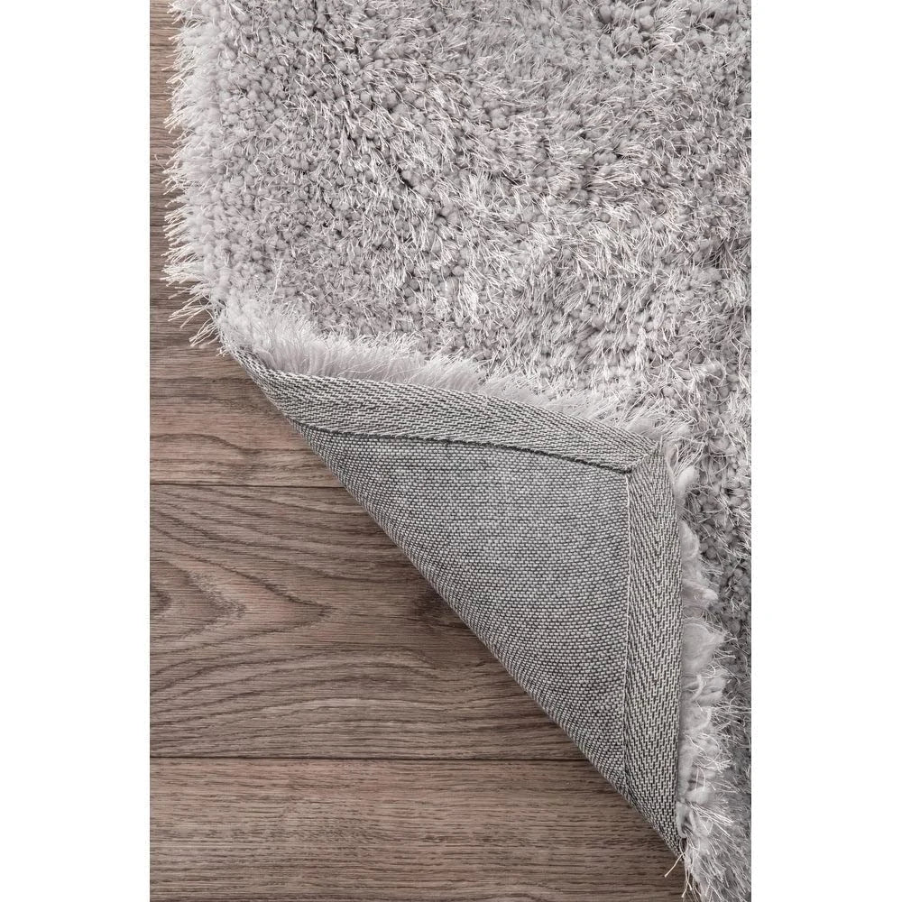 Steel Silver Solid Plush Shag Rug - Image 3