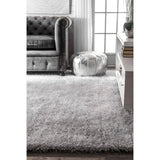 Steel Silver Solid Plush Shag Rug - Image 4